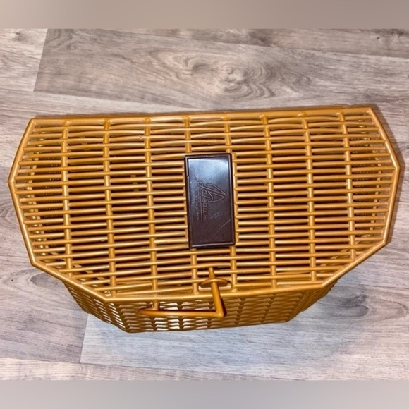 3/55$ Vintage Wicker Jaleau orange plastic fish basket made in Canada - Picture 11 of 15